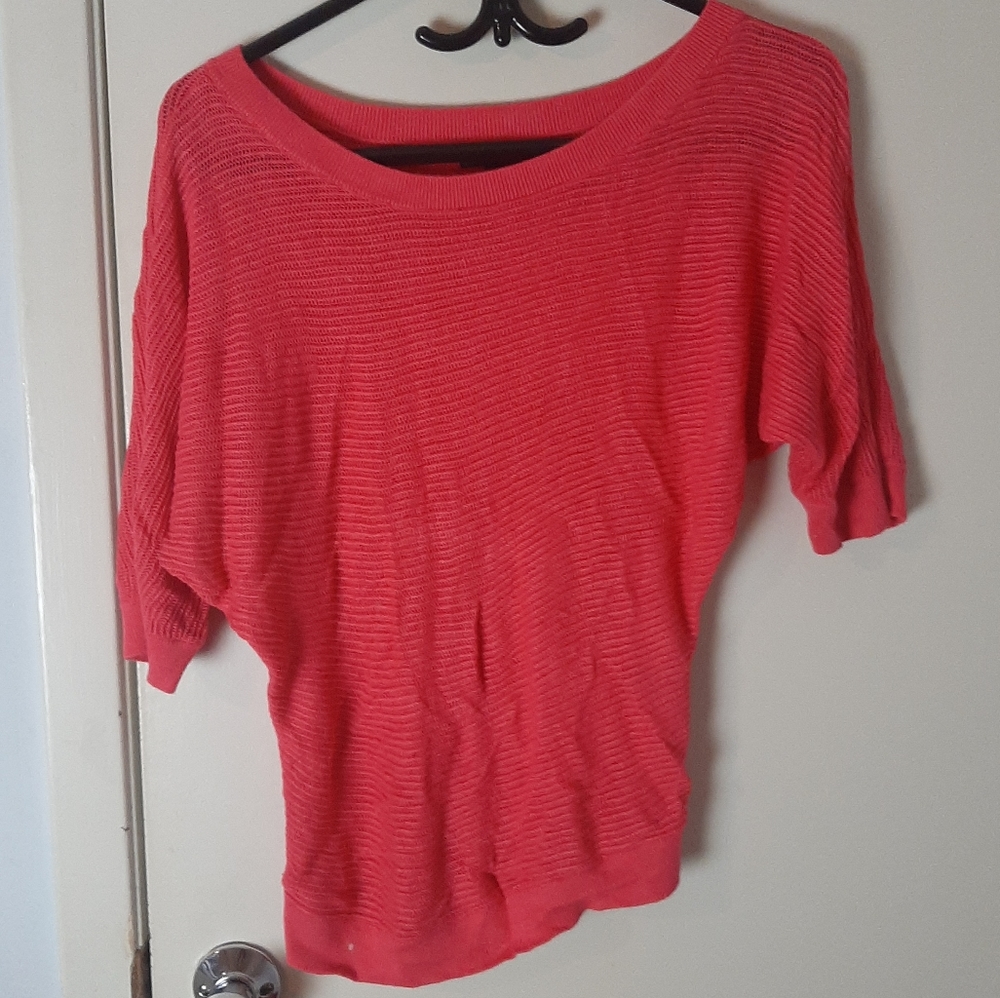 Express Mesh Dolman Knit Sweater Top pink